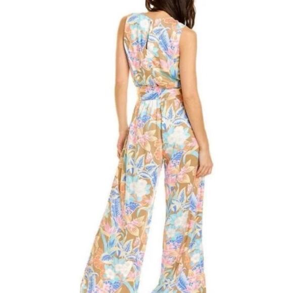 J. McLaughlin Rebekka Floral Wide Leg Jumpsuit Belt Tie Waist sz L NWOT - Picture 3 of 16